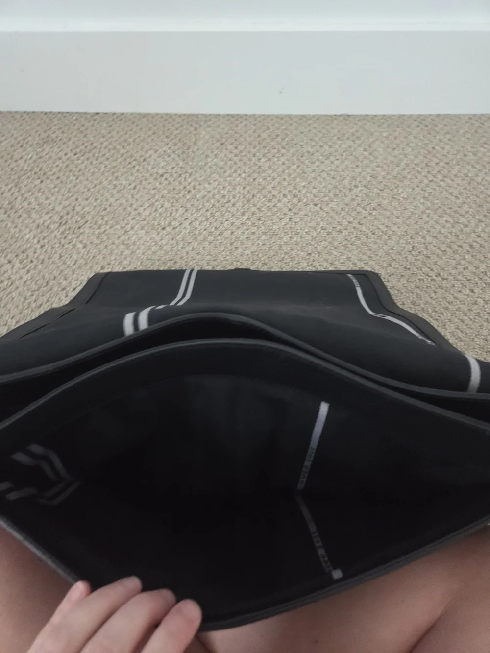 BOSS Black Leather Messenger Bag for Men